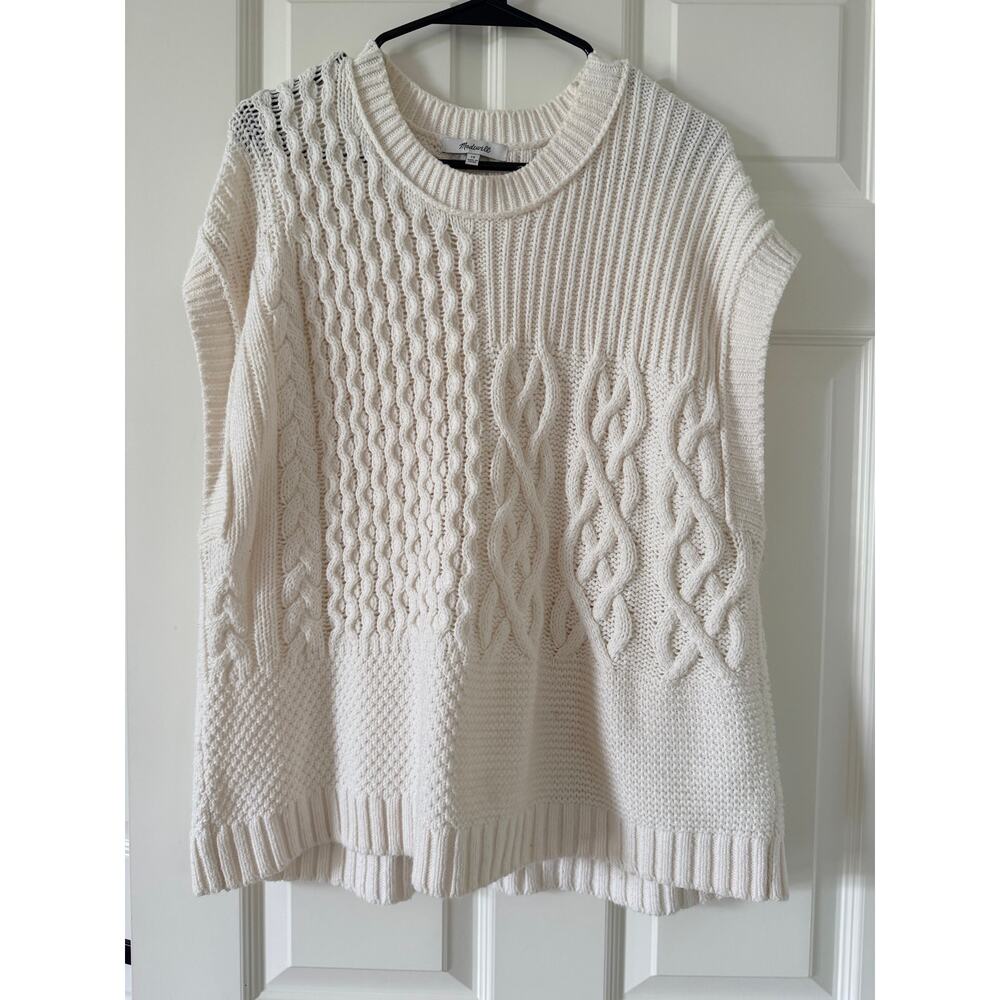 Madewell Cream Patchwork Cable Knit Sweater Vest 1X - Picture 3 of 9